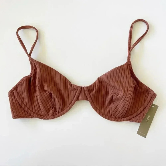 J Crew Wide rib french bikini top in Appalachian Brown Bra Size 38C NWT - Picture 5 of 8